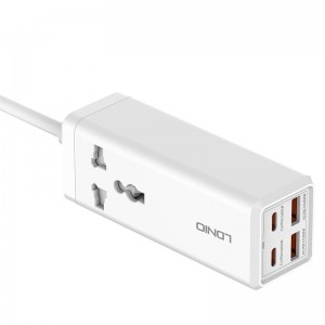 Подовжувач мережевий Ldnio SC1418 |2USB/2Type-C, 1Sockets. QC/PD, 65W/10A, 2m  EU Plug| white
