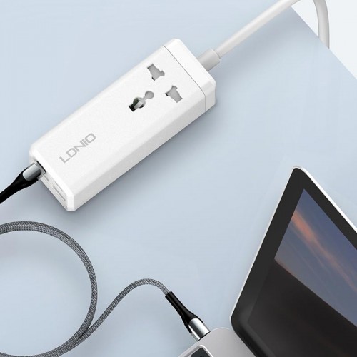 Подовжувач мережевий Ldnio SC1418 |2USB/2Type-C, 1Sockets. QC/PD, 65W/10A, 2m EU Plug| white