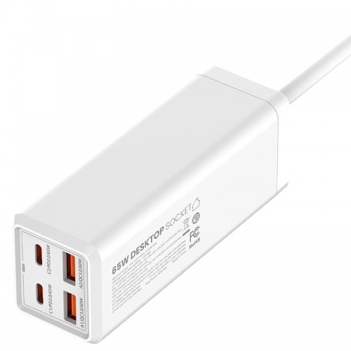 Подовжувач мережевий Ldnio SC1418 |2USB/2Type-C, 1Sockets. QC/PD, 65W/10A, 2m EU Plug| white