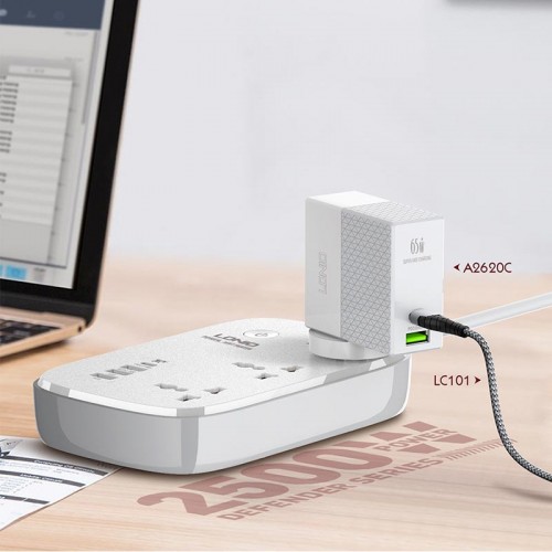 Подовжувач мережевий LDNIO c Wi-Fi SCW3451 |3USB/1Type-C, 3Sockets. QC/PD, 30W/10A, 2m EU Plug| white
