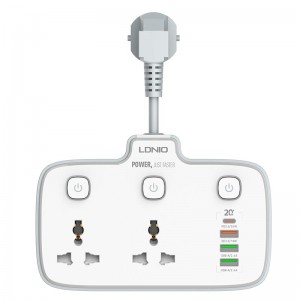 Подовжувач мережевий Ldnio SC2413 |3USB/1Type-C, 3Sockets. QC/PD, 20W/10A, EU Plug| white