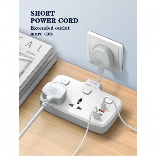 Подовжувач мережевий Ldnio SC2413 |3USB/1Type-C, 3Sockets. QC/PD, 20W/10A, EU Plug| white
