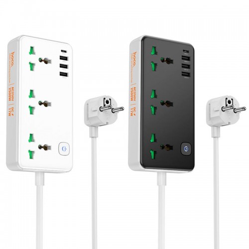 Подовжувач мережевий HOCO Storm 3-position socket AC7A |3USB/1Type-C, 3.4A/17W| black