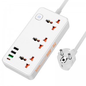 Подовжувач мережевий HOCO Storm 3-position socket AC8A |3USB/1Type-C, PD/QC, 3A/30W| white