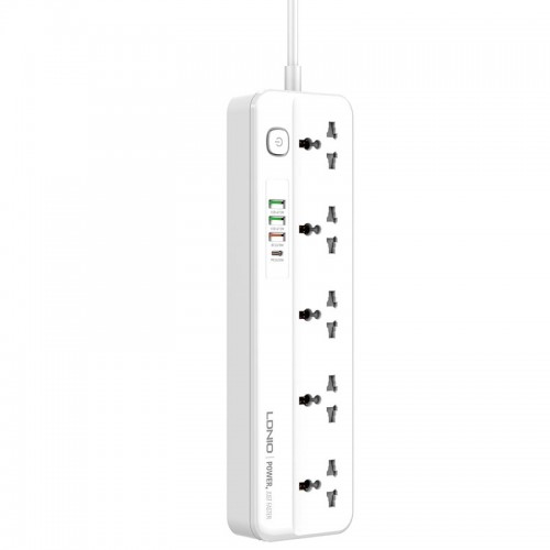 Подовжувач мережевий LDNIO SC5415 |PD20W/QC18W, 3USB/1Type-C, 5Sockets| white