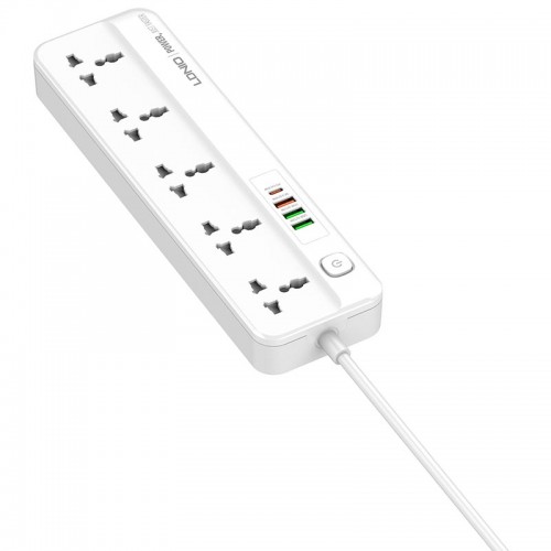 Подовжувач мережевий LDNIO SC5415 |PD20W/QC18W, 3USB/1Type-C, 5Sockets| white