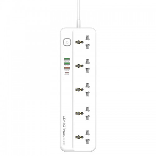 Подовжувач мережевий LDNIO SC5415 |PD20W/QC18W, 3USB/1Type-C, 5Sockets| white