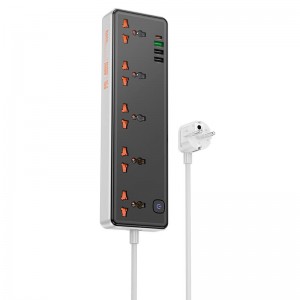 Подовжувач мережевий HOCO Rico 5-position socket AC14A |3USB/1Type-C, PD/QC, 3A/30W| black