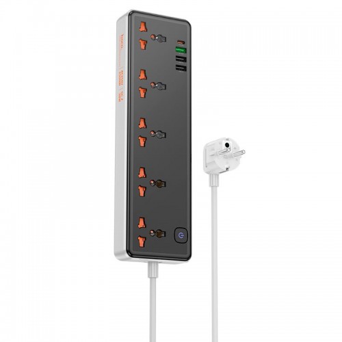 Подовжувач мережевий HOCO Rico 5-position socket AC14A |3USB/1Type-C, PD/QC, 3A/30W| black