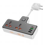 Подовжувач HOCO Reise 2-position expansion socket AC12A |3USB/Type-C, PD/QC, 30W/10A| black