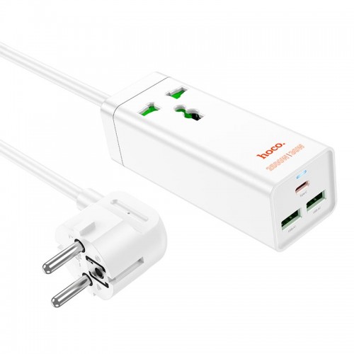 Подовжувач Hoco Talent desktop charger AC9A |2USB/Type-C, PD/QC, 30W/10A| white