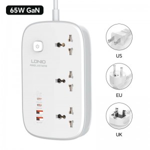 Подовжувач мережевий LDNIO SC3416 |2USB/2Type-C, 3Sockets. QC/PD, 65W/5A, 2m  EU Plug| white