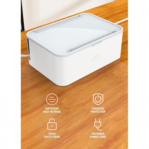 Подовжувач мережевий LDNIO Management Power Strip Box SN5310 |3USB, QC, 5 Sockets, 15.5W/10A| white