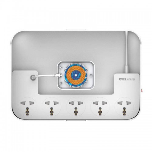 Подовжувач мережевий LDNIO Management Power Strip Box SN5310W |15W Qi/1Type-C/2USB, QC/PD, 5 Sockets, 30W/10A| white