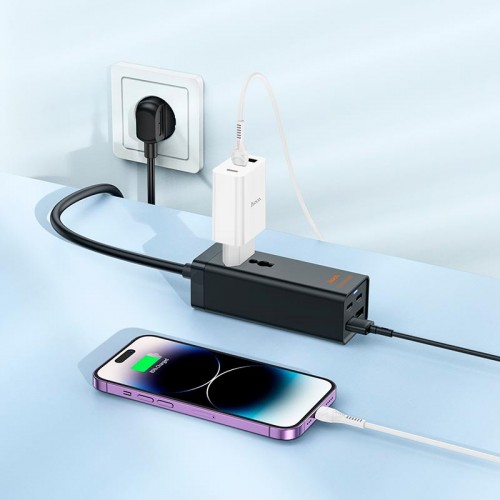 Подовжувач Hoco Barry desktop charger AC10A |2USB/2Type-C, PD/QC, 65W/10A| white
