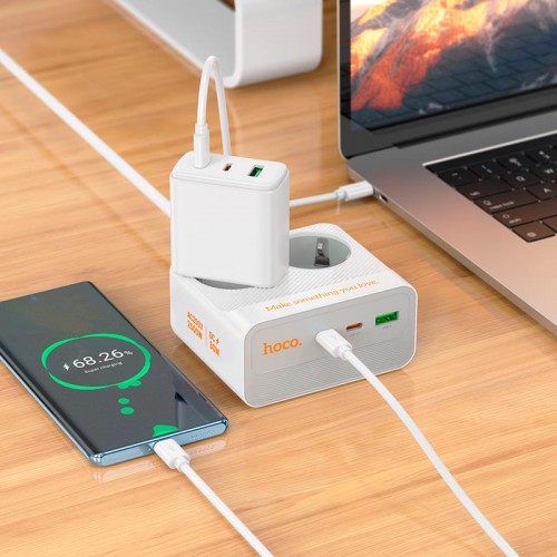 Подовжувач мережевий HOCO Descanso 2-socket PD desktop charger AC27 (L=2M) |1USB/2Type-C, 30W/3A| black