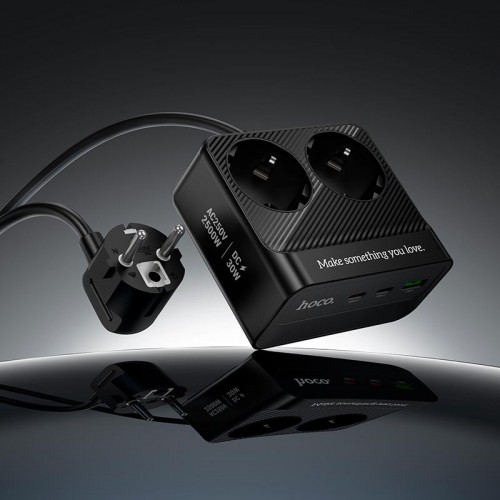 Подовжувач мережевий HOCO Descanso 2-socket PD desktop charger AC27 (L=2M) |1USB/2Type-C, 30W/3A| black