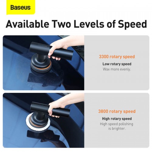 Портативна машинка для полірування автомобіля BASEUS New Power Cordless Electric Polisher |45Min, 2 Levels Speed| (CRDLQ-B01) black