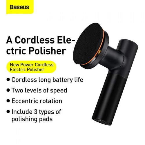 Портативна машинка для полірування автомобіля BASEUS New Power Cordless Electric Polisher |45Min, 2 Levels Speed| (CRDLQ-B01) black