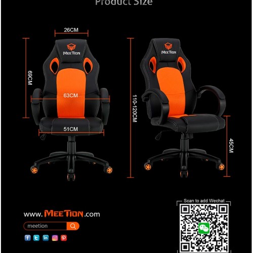 Крісло ігрове MeeTion eSportChair CHR05 black-orange