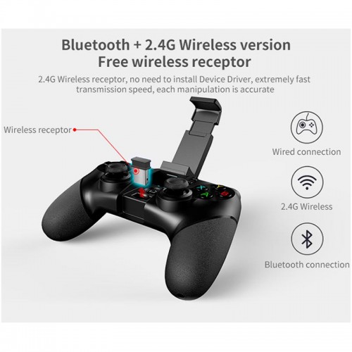 Ігровий контролер iPega Bluetooth PG-9076 |BT/2.4G, Android, iOS, TV, PC, PS| black