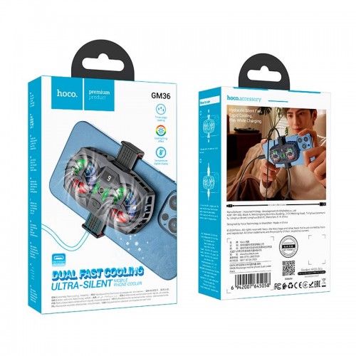 Куллер для телефону HOCO mustango mobile phone dual cooler GM36 |4.5-7"| black