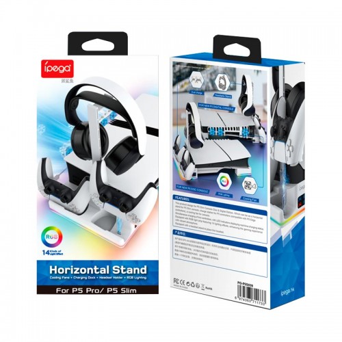 Док-станция IPega Charge stand for PS5 Slim Disc/Digital (PS5 edge controller compatible) PG-P5S039 |RGB, Fan, USB 3.0|