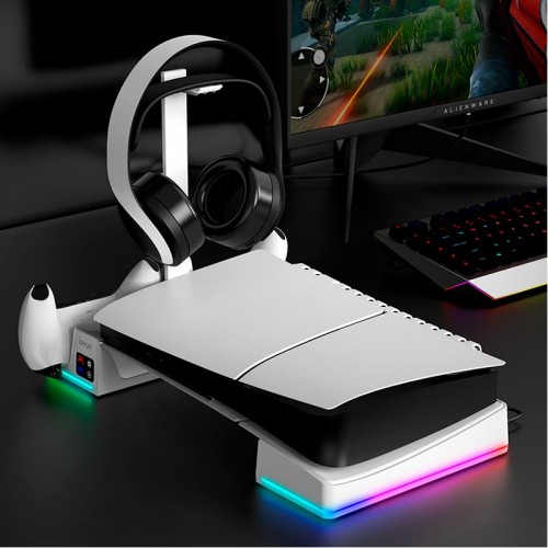 Док-станция IPega Charge stand for PS5 Slim Disc/Digital (PS5 edge controller compatible) PG-P5S039 |RGB, Fan, USB 3.0|