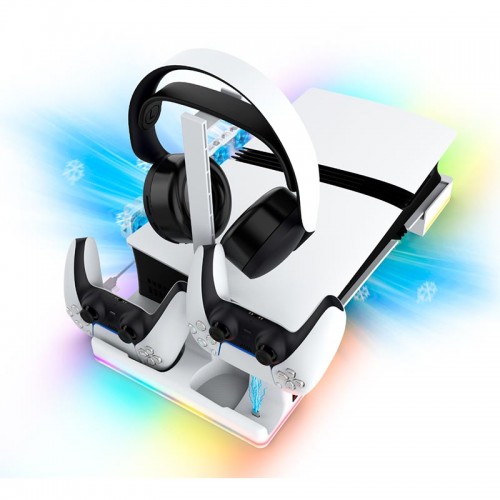 Док-станция IPega Charge stand for PS5 Slim Disc/Digital (PS5 edge controller compatible) PG-P5S039 |RGB, Fan, USB 3.0|