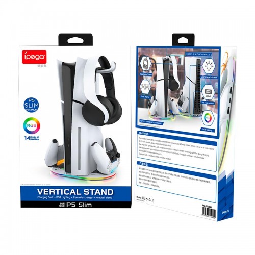 Док-станція Ipega Charge stand for PS5 Slim Disc / Digital PG-P5S045 |RGB, USB 2.0| white