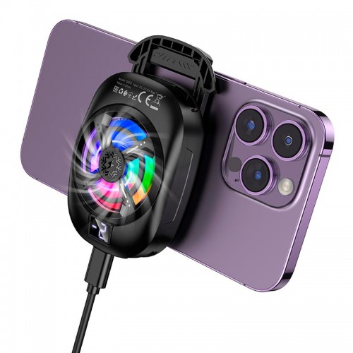 Кулер для телефону HOCO Blue diamond mobile phone cooler GM76 |LED, 3 Speed| black