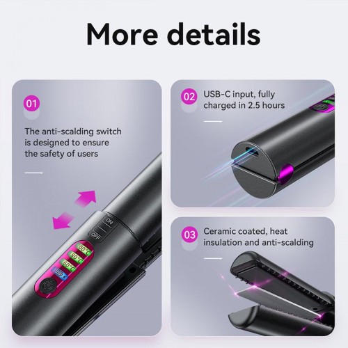 Портативна плойка для укладання волосся HOCO Protect portable hair straightener DAR33 black