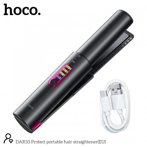 Портативна плойка для укладання волосся HOCO Protect portable hair straightener DAR33 black