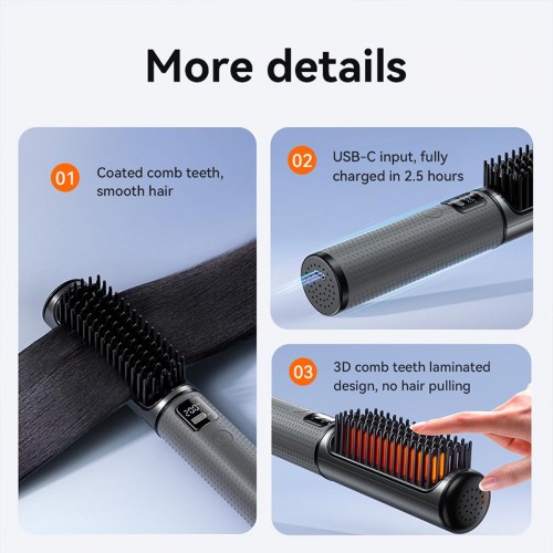 Електрична гребінець-випрямляч для волосся HOCO Lucky portable straight-curling dual-purpose hair styler DAR34 grey