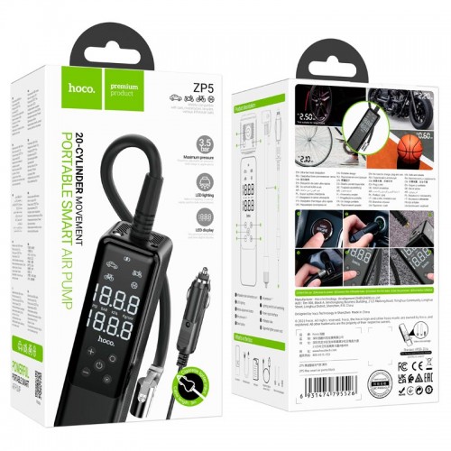 Портативний компресор Hoco May smart air pump ZP5 |3.5bar| black