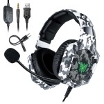 Навушники ONIKUMA Gaming with LED K8 Camouflage-White