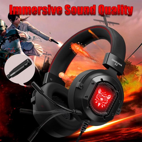 Навушники ONIKUMA Gaming with LED K3 black-red