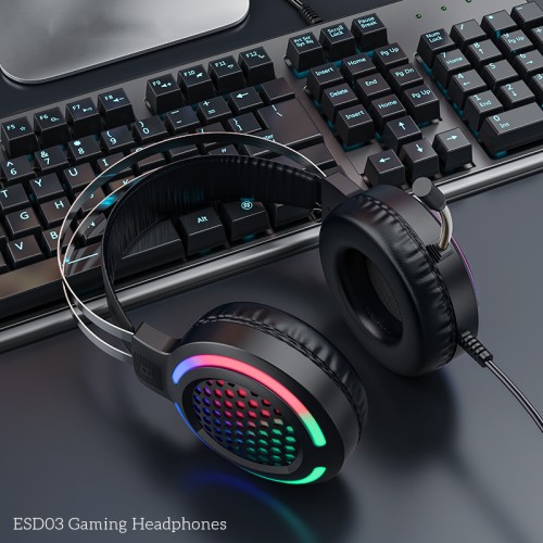 Навушники НОСО Gaming LED Headphones ESD03 black
