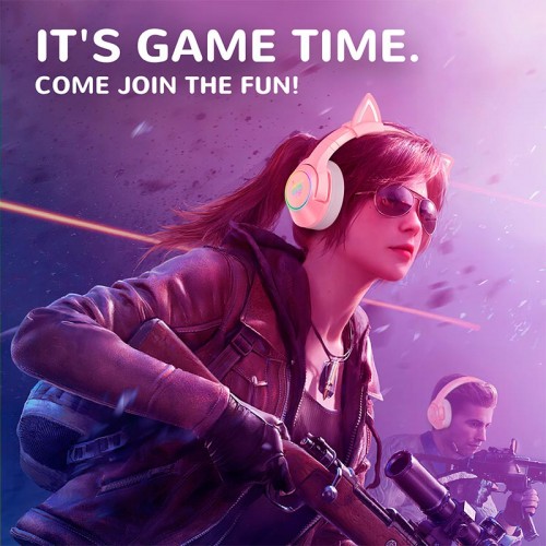 Навушники ONIKUMA Gaming CAT with LED K9 7.1 pink