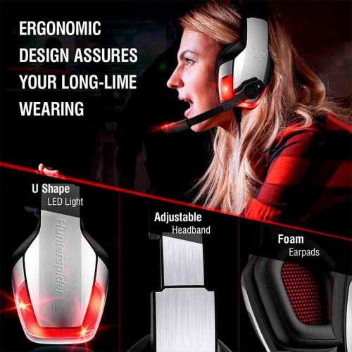 Навушники Hunterspider Gaming with LED V4 silver