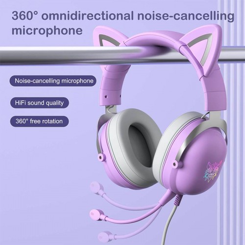 Навушники ONIKUMA Gaming CAT with LED X11 purple
