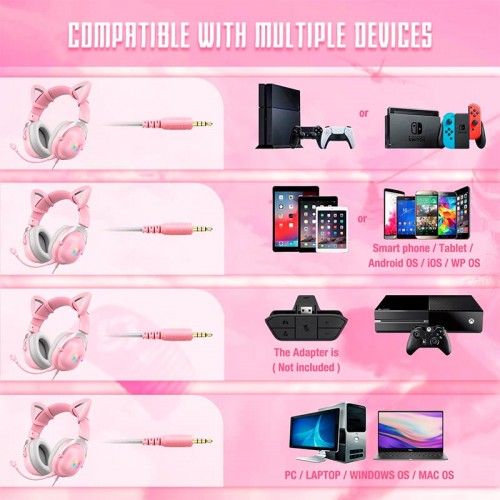 Навушники ONIKUMA Gaming CAT with LED X11 purple