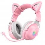 Навушники ONIKUMA Bluetooth Gaming CAT with LED B100 (B20) |BT5.0, 15-22h| pink