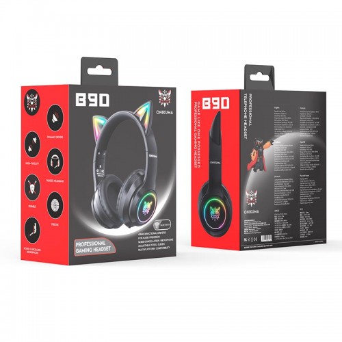 Навушники ONIKUMA Bluetooth Gaming CAT with LED B90 black