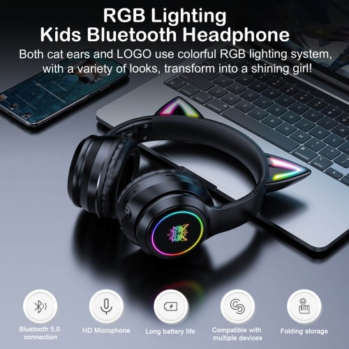 Навушники ONIKUMA Bluetooth Gaming CAT with LED B90 black