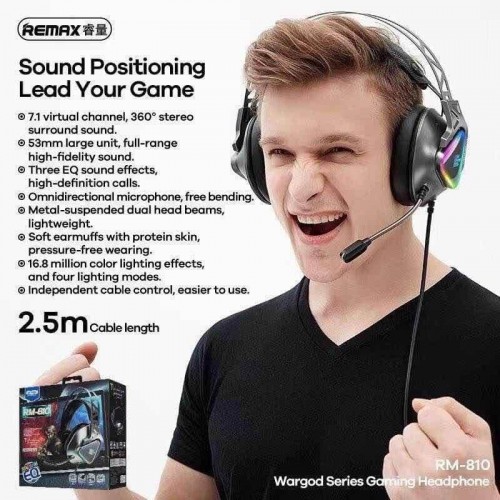 Навушники REMAX LED Wargod Series Gaming Headphone RM-810 |USB 7.1| black