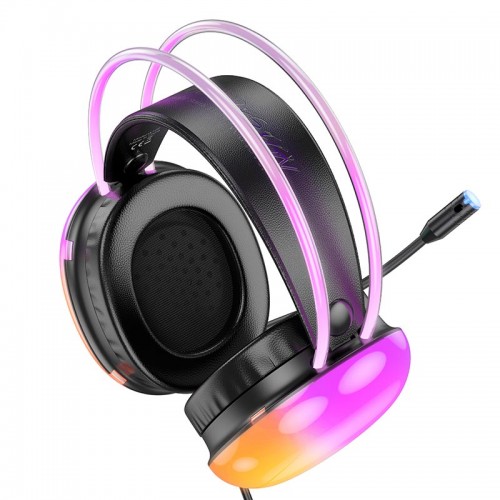 Навушники HOCO rich gaming headphones W109 RGB |AUX+USB, 2m| black
