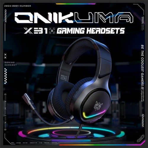 Навушники Onikuma Wired Headphone with RGB Colorful Lighting Surround Sound Over-Ear X31 |USB+3.5mm, RGB| black
