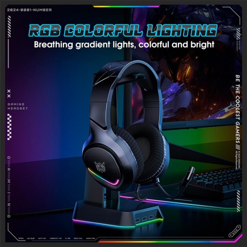 Навушники Onikuma Wired Headphone with RGB Colorful Lighting Surround Sound Over-Ear X31 |USB+3.5mm, RGB| black