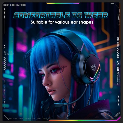 Навушники Onikuma Wired Headphone with RGB Colorful Lighting Surround Sound Over-Ear X31 |USB+3.5mm, RGB| black